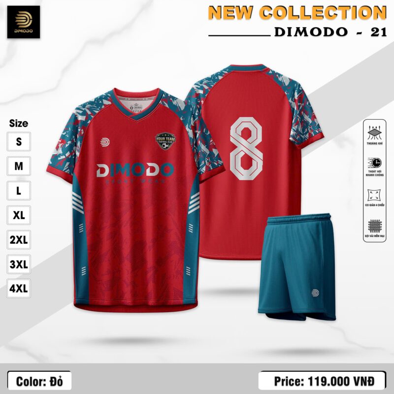 Áo Thể Thao DIMODO - 21 Đỏ Đô Camo Cá Tính