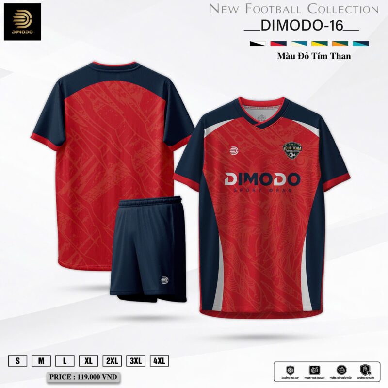 Bộ quần áo thể thao DIMODO-16 - Đỏ Tím Than