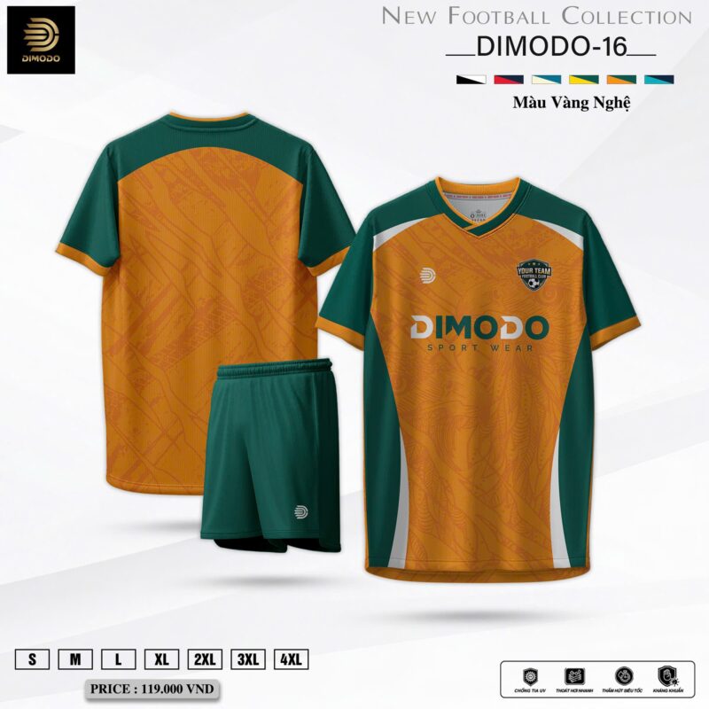 DIMODO-16 Vàng Nghệ – Bộ quần áo thể thao phối Xanh Rừng đậm chất cá tính