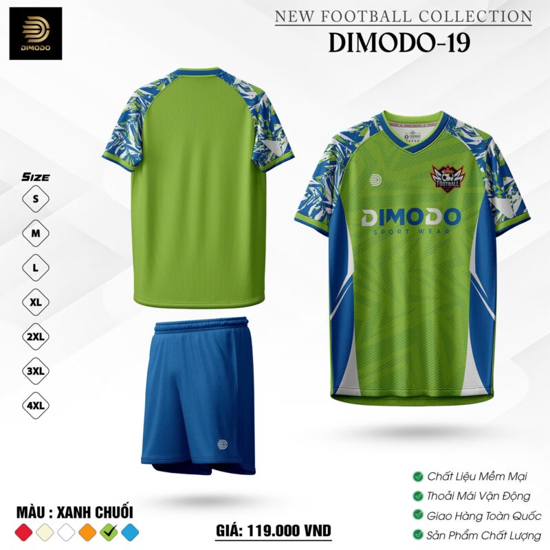 Áo bóng đá DIMODO-19 – Xanh Chuối nổi bật, Năng động vượt trội