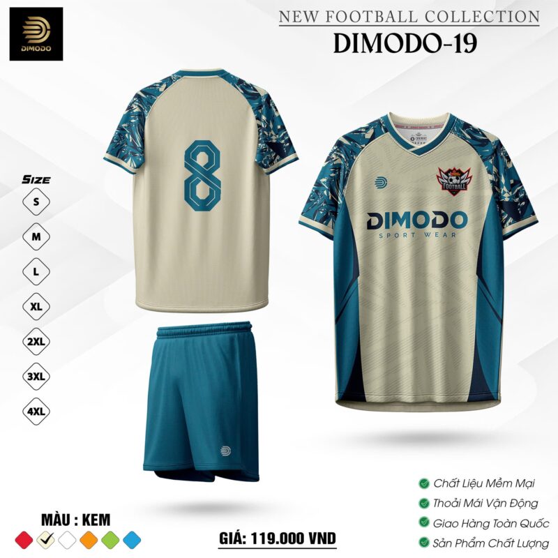 Áo Bóng Đá DIMODO-19 Màu Kem Xanh Dương – Phiên Bản Cá Tính Thể Thao