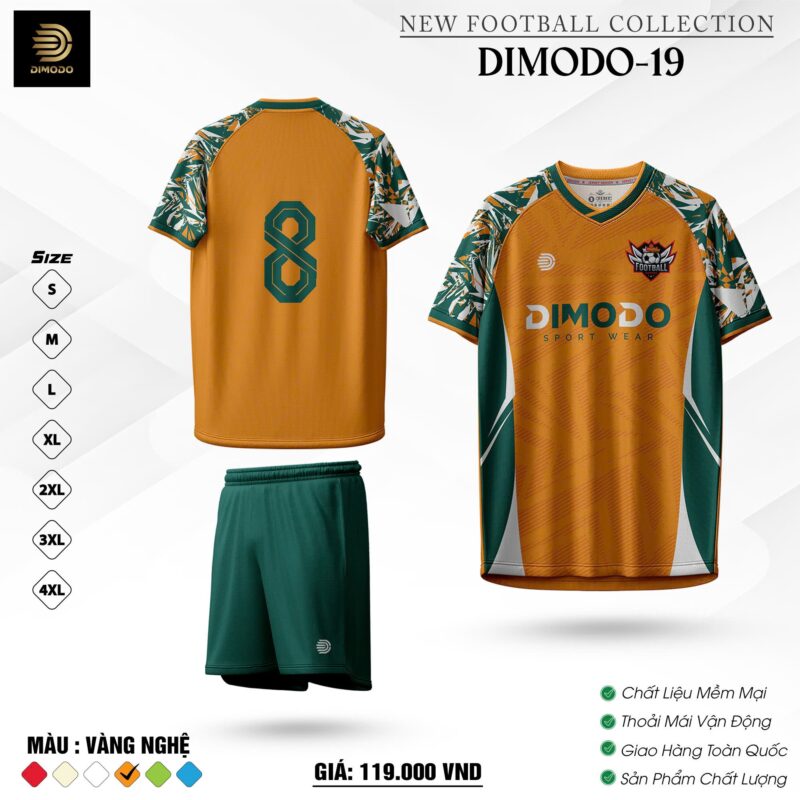 Bộ Quần Áo Bóng Đá Dimodo-19 Vàng Nghệ