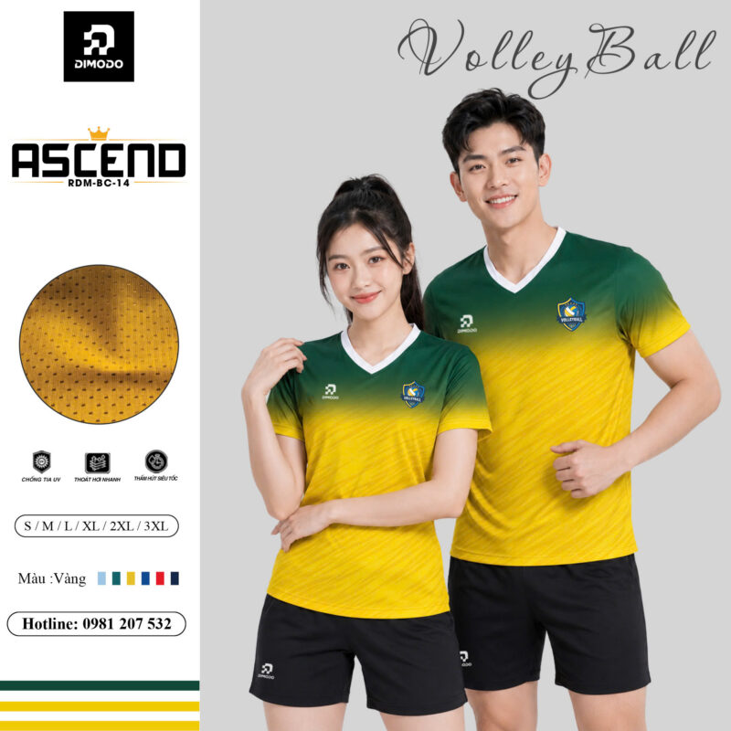 Áo bóng chuyền ASCEND màu vàng – DIMODO SPORT