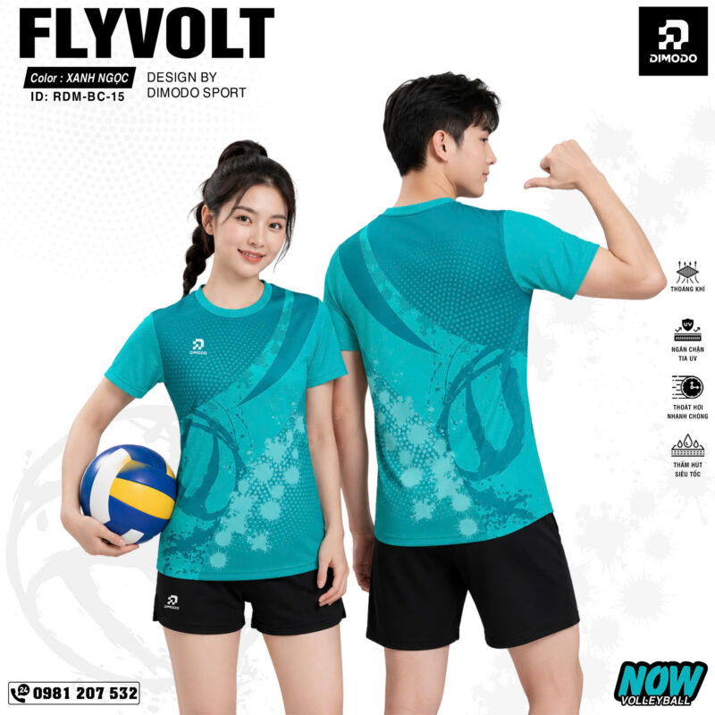 Áo bóng chuyền FLYVOLT màu xanh ngọc – DIMODO SPORT