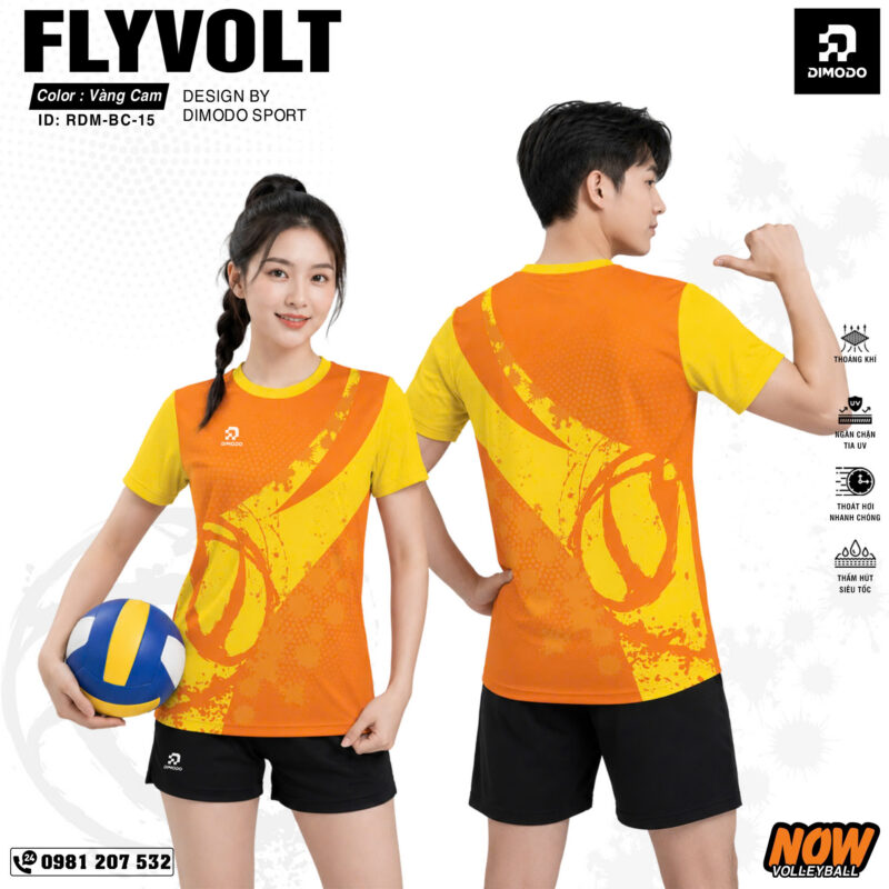 Áo bóng chuyền FLYVOLT màu vàng cam – DIMODO SPORT
