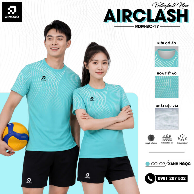 Áo bóng chuyền Airclash xanh ngọc – DIMODO SPORT