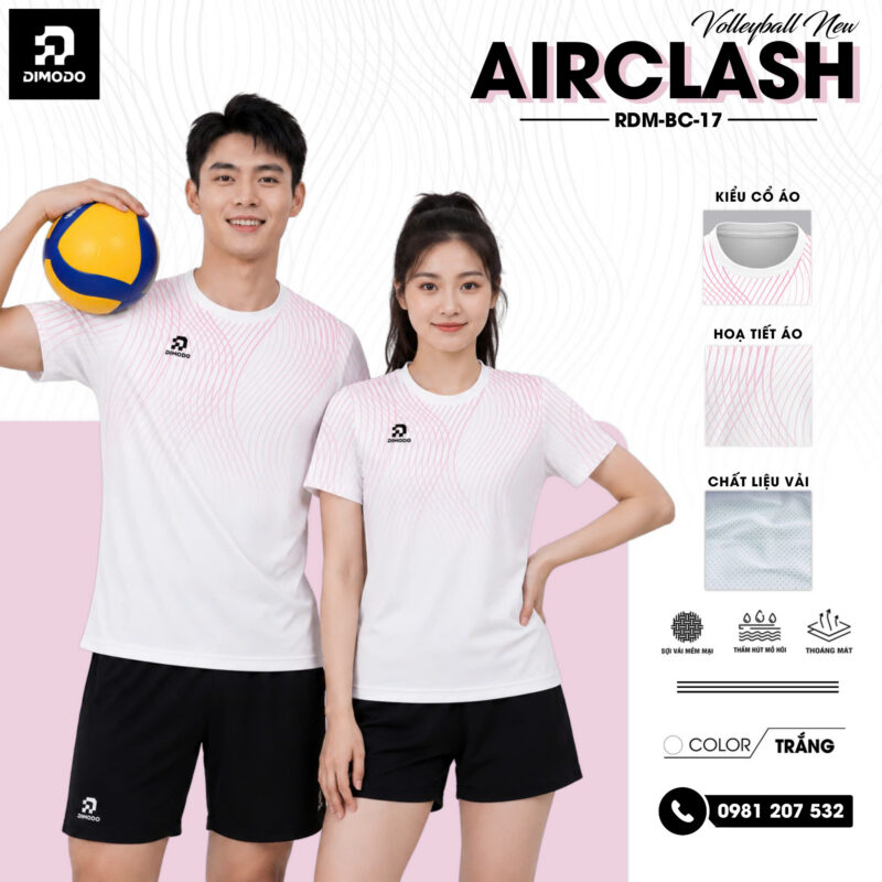 Áo bóng chuyền Airclash trắng – DIMODO SPORT