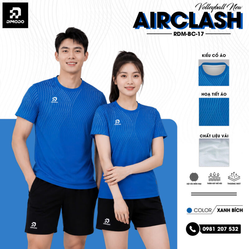 Áo bóng chuyền Airclash xanh bích – DIMODO SPORT