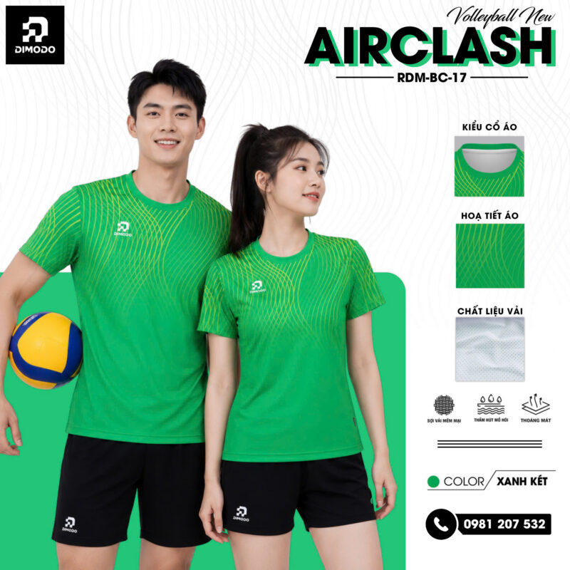 Áo bóng chuyền Airclash xanh két – DIMODO SPORT