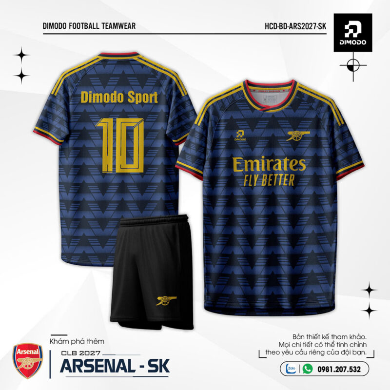 Áo Bóng Đá Arsenal Sân Khách 2026-27 Màu Xanh Dương