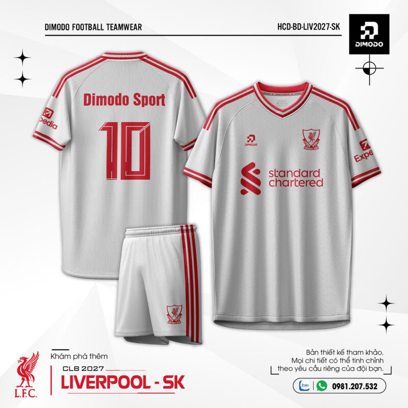Áo Bóng Đá Liverpool sân khách 2026-27 – Thiết kế trắng phối đỏ