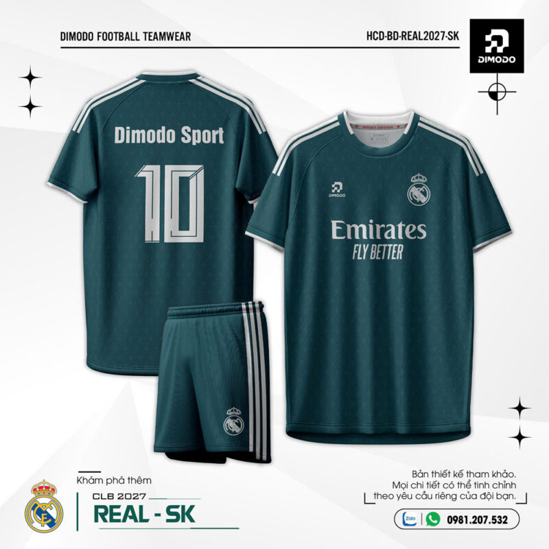 Áo bóng đá Real Madrid sân khách – Màu Xanh