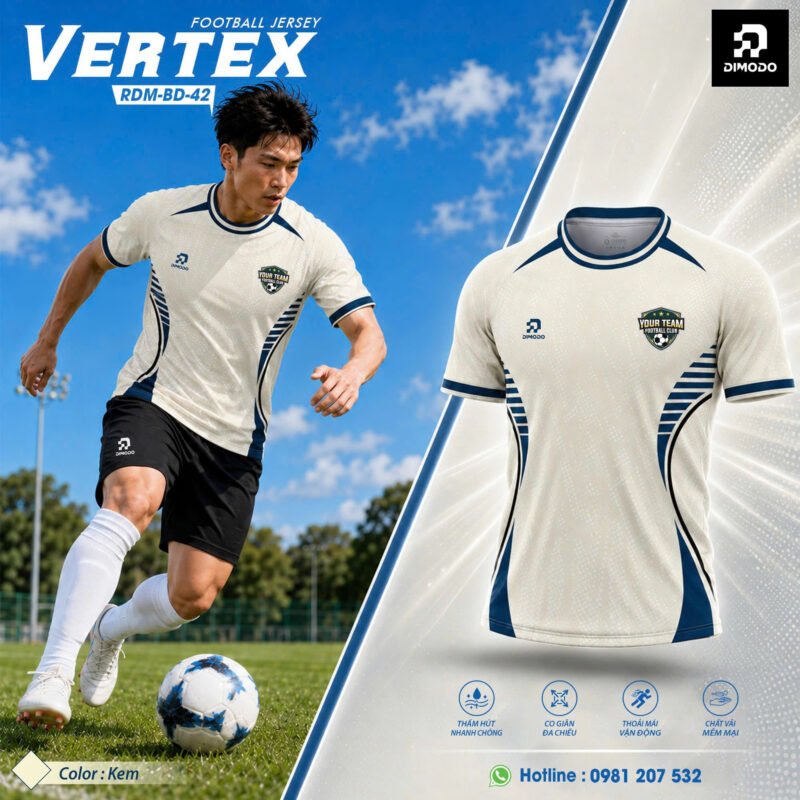 Áo bóng đá Vertex – Màu Kem – DIMODO SPORT