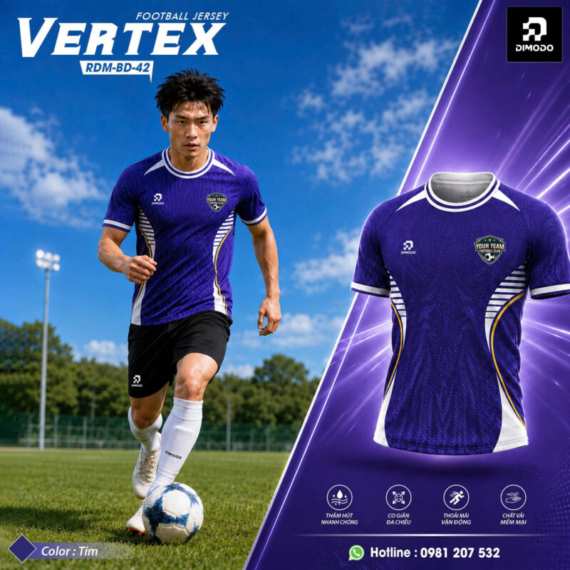 Áo bóng đá Vertex – Màu Tím – DIMODO SPORT