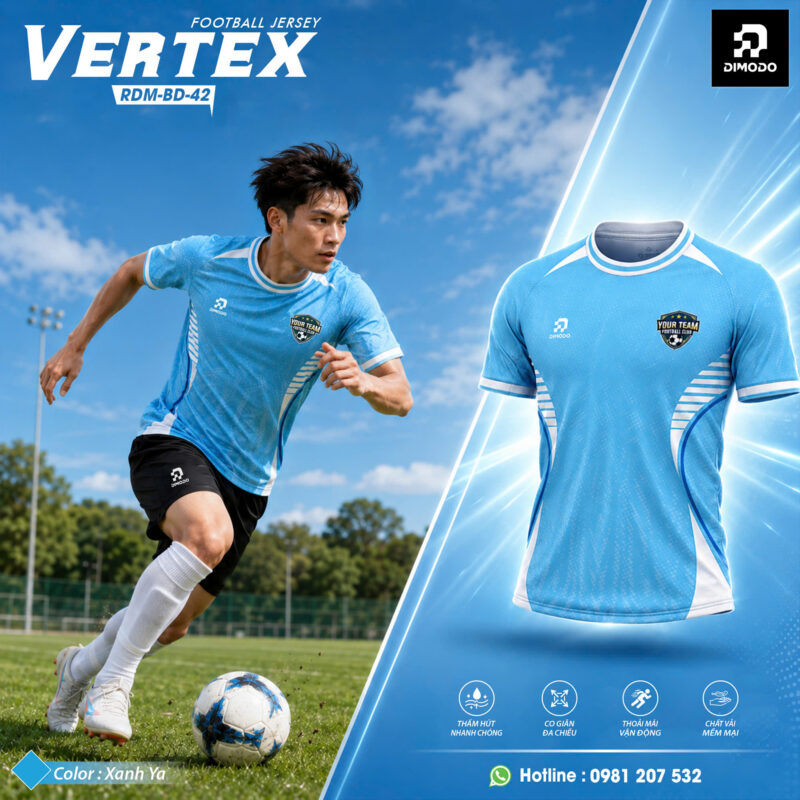 Áo bóng đá Vertex – Màu Xanh Ya – DIMODO SPORT