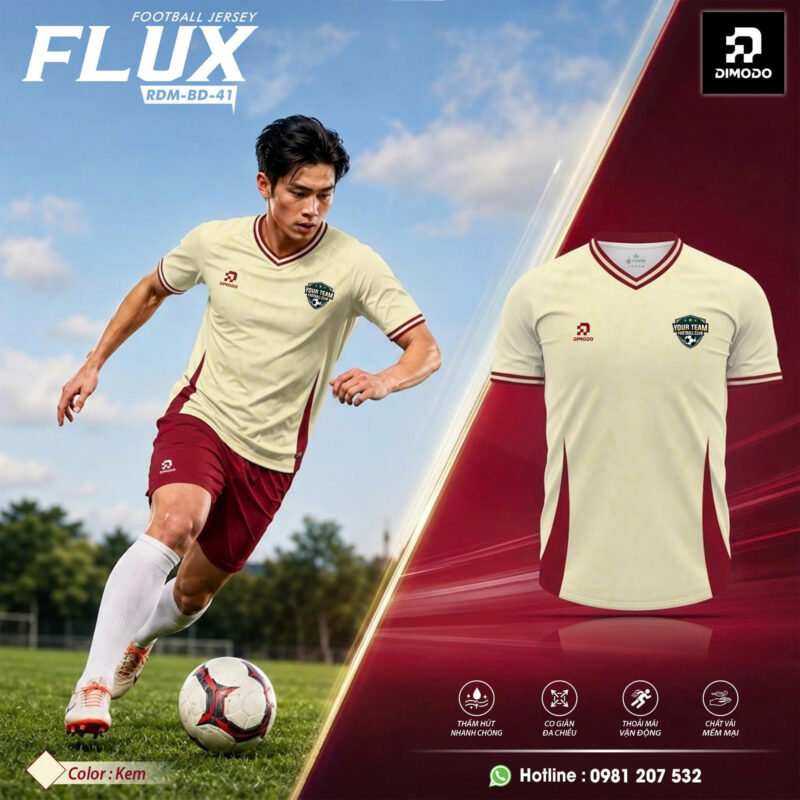 Áo Bóng Đá FLUX Màu kem – DIMODO SPORT