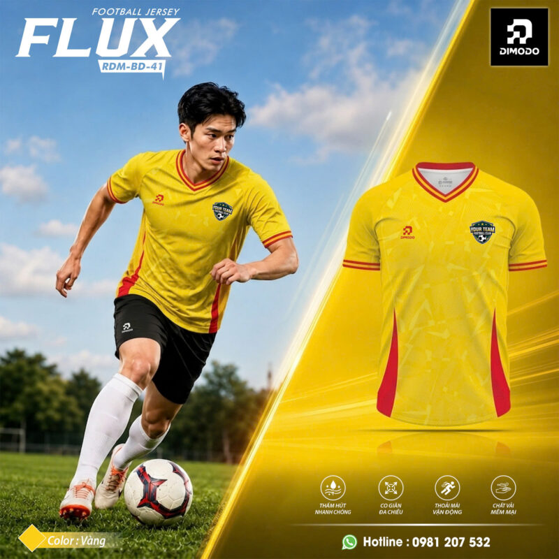 Áo Bóng Đá FLUX Màu vàng – DIMODO SPORT