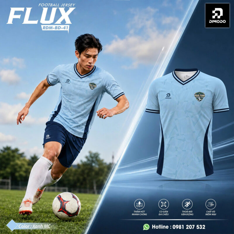 Áo Bóng Đá FLUX Xanh mc – DIMODO SPORT