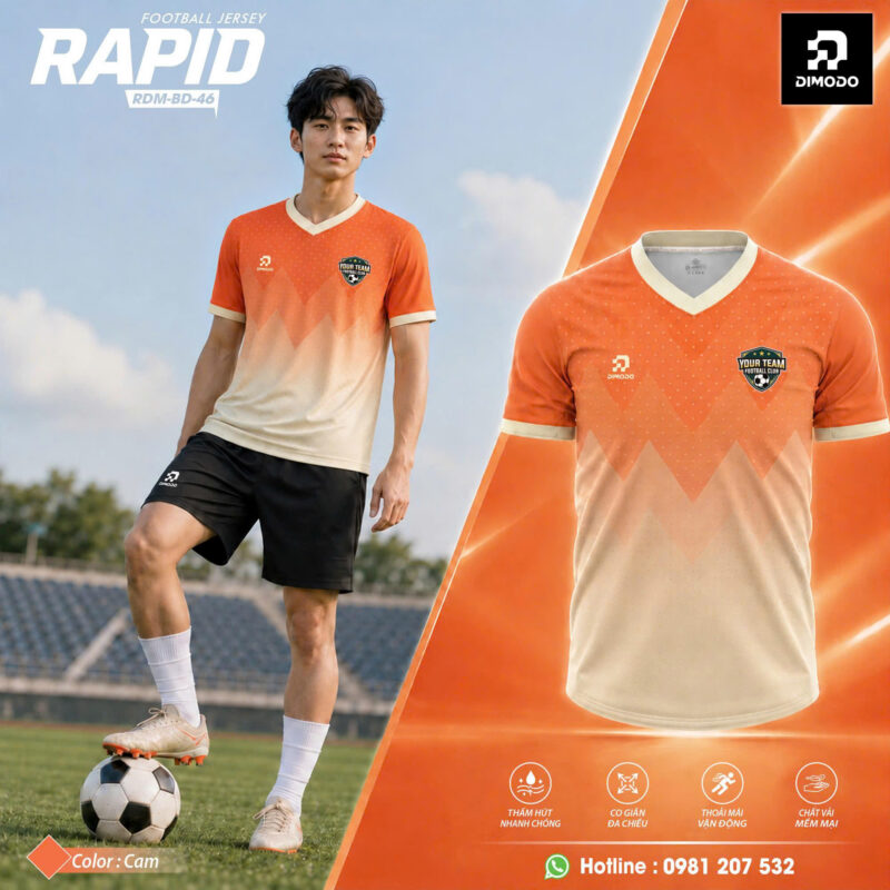 Áo Bóng Đá Rapid Màu Cam - DIMODO SPORT