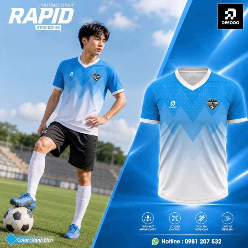 Áo Bóng Đá Rapid Màu Xanh Bích - DIMODO SPORT