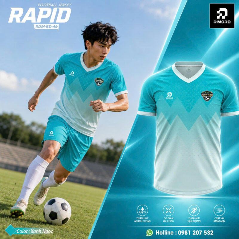 Áo Bóng Đá Rapid Màu Xanh ngọc - DIMODO SPORT